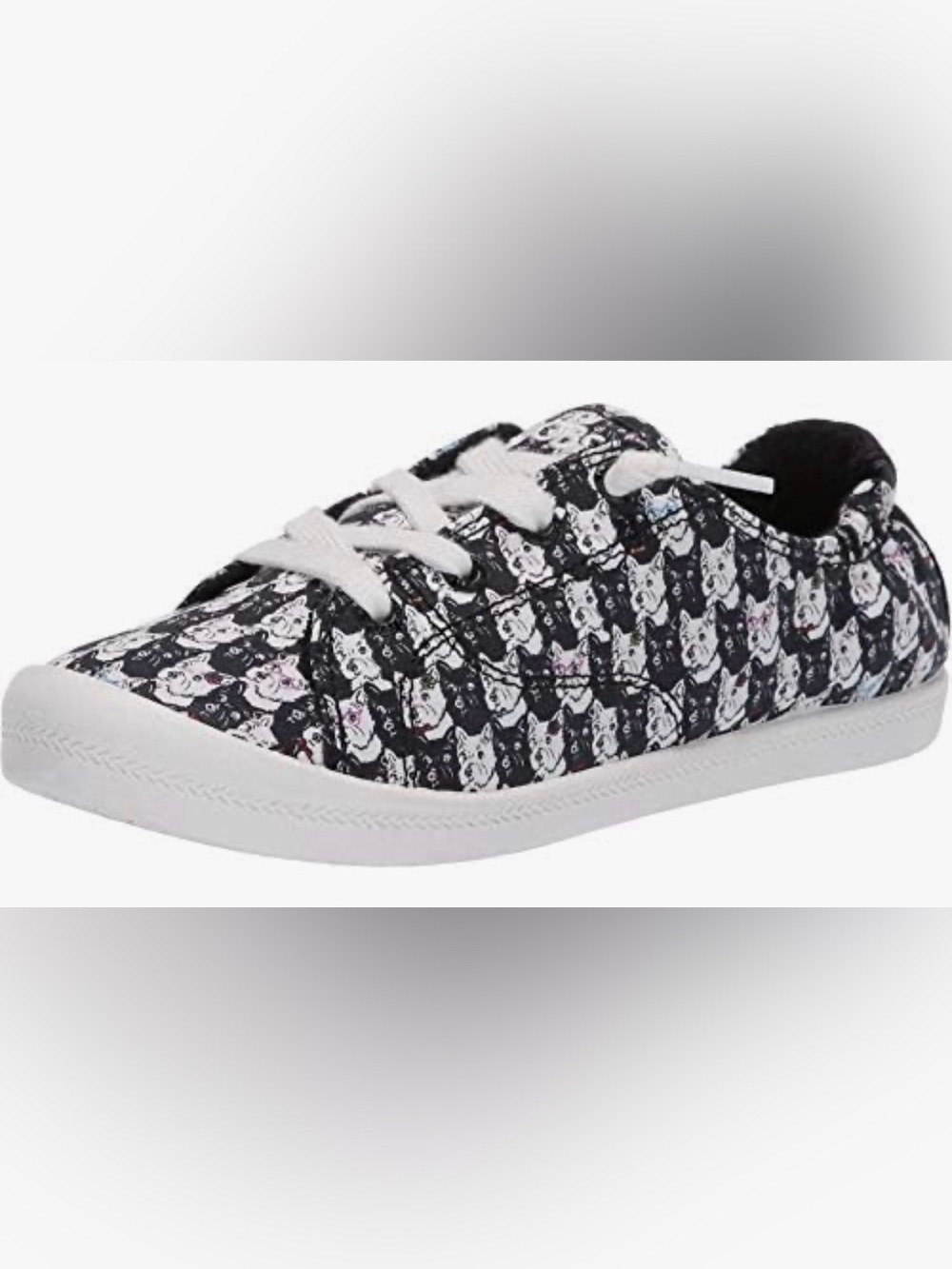 Women Black dog  Print Lace-Up Sneakers